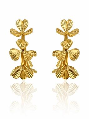 Gold Floral Drop Earrings